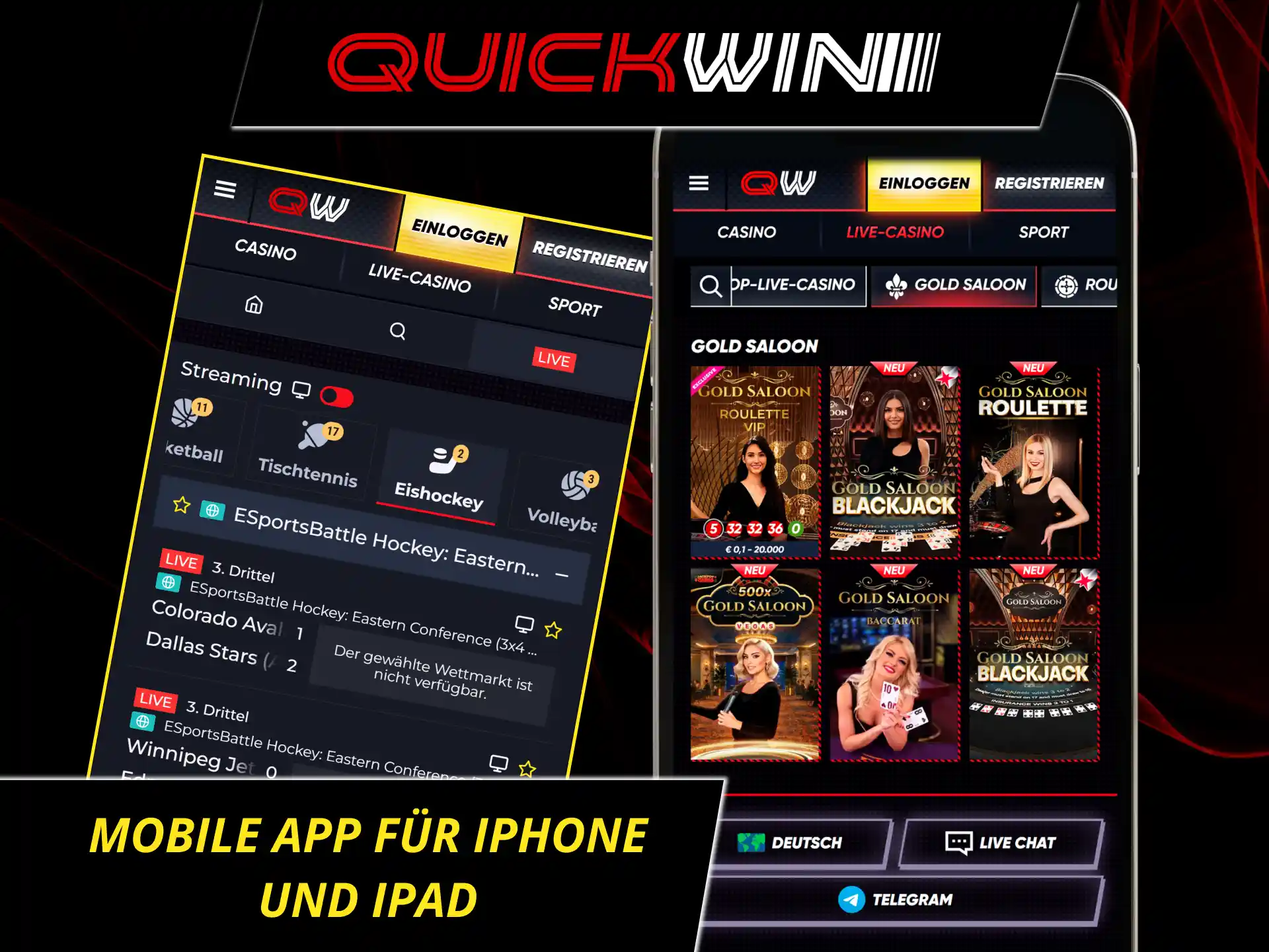 Nutze die QuickWin-app für iphone und ipad und genieße erstklassiges gaming auf deinen ios-geräten.