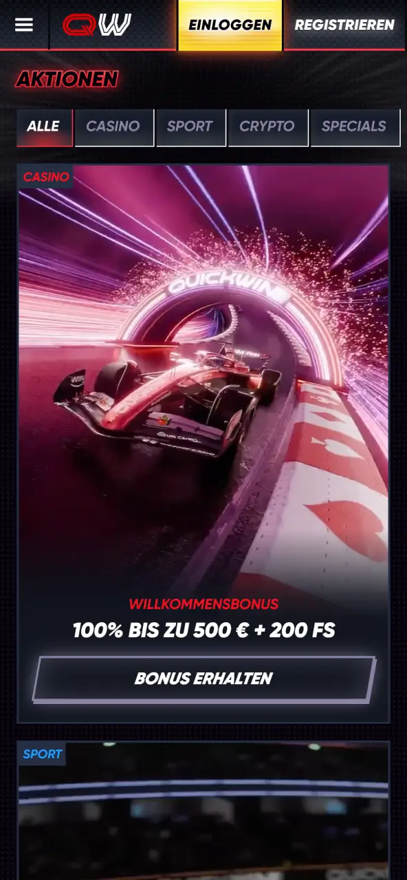 Sichere dir alle aktuellen angebote auf einen blick im übersichtlichen bonus-bereich der QuickWin-app.