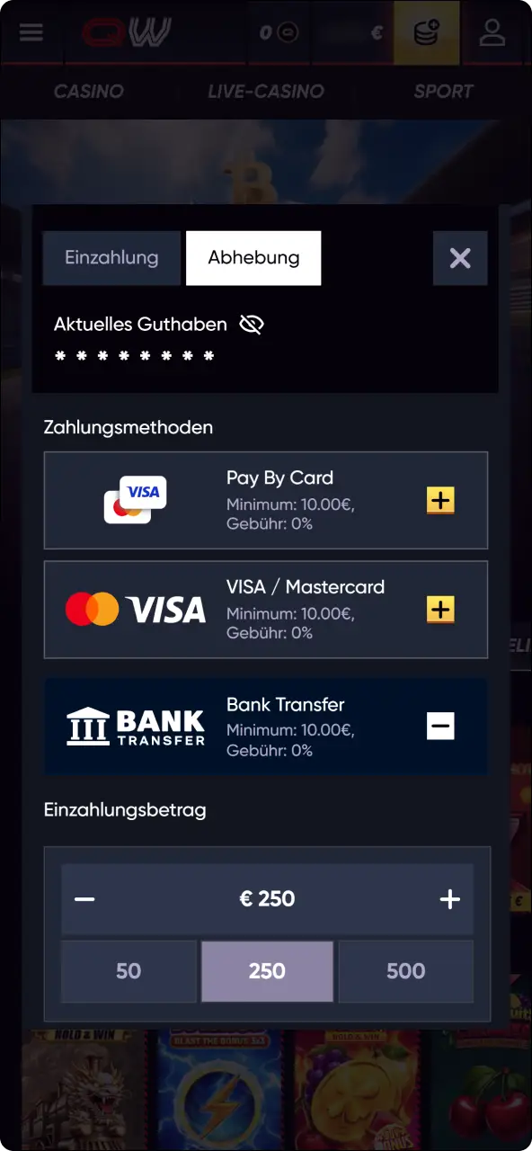 Führe deine auszahlung über deine bevorzugte zahlungsmethode in der app durch.