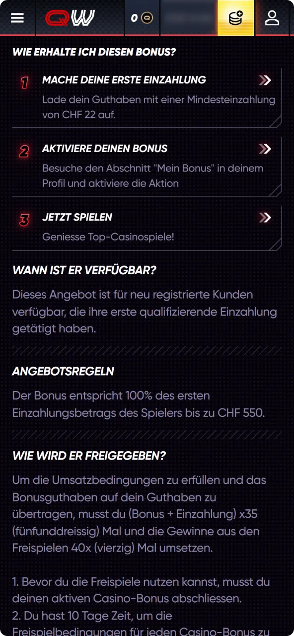 Lese aufmerksam die bonusregeln durch bei QuickWin, bevor du beginnst.