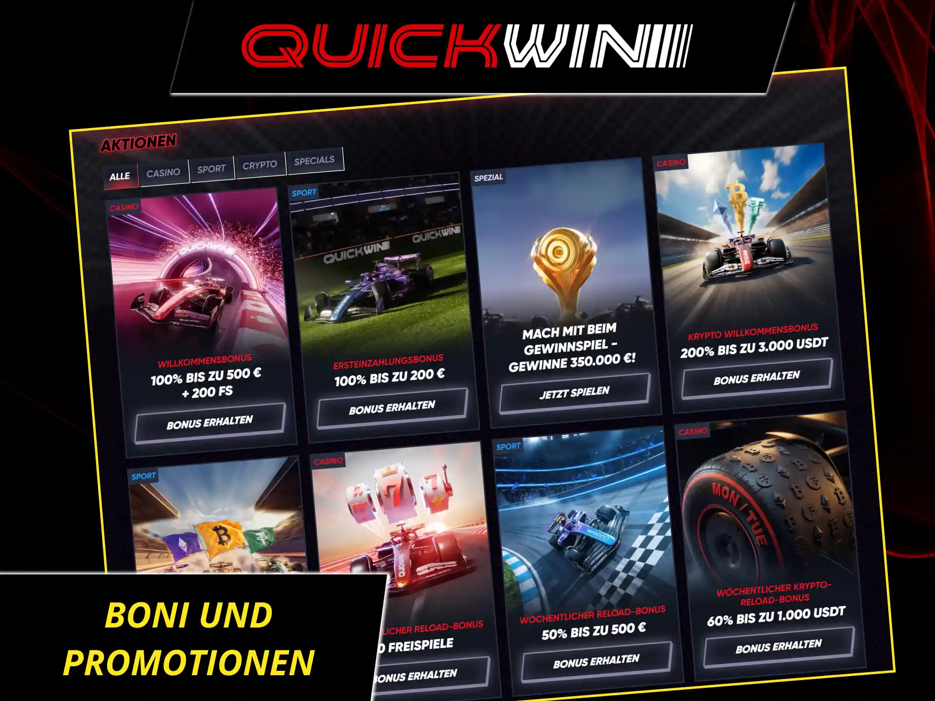 Sichere dir attraktive einzahlungsboni und promotionen bei QuickWin für noch mehr spielspaß.