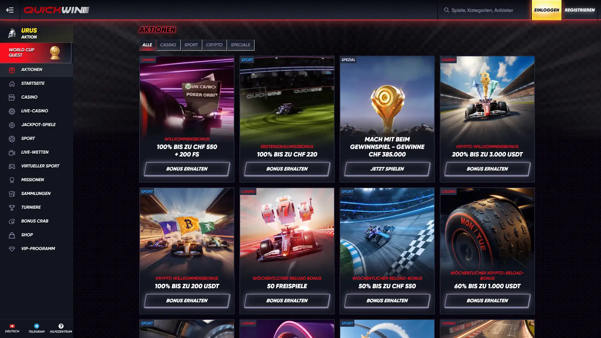 Aktiviere lukrative spiele boni auf der Quickwin desktop oberflache fur mehr gewinne.
